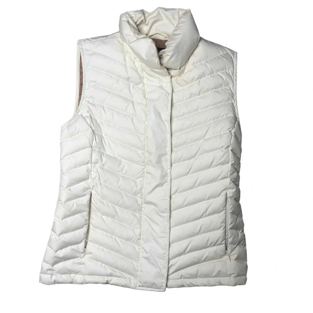 Talbots Puffer Vest Ivory Collar Extra Small